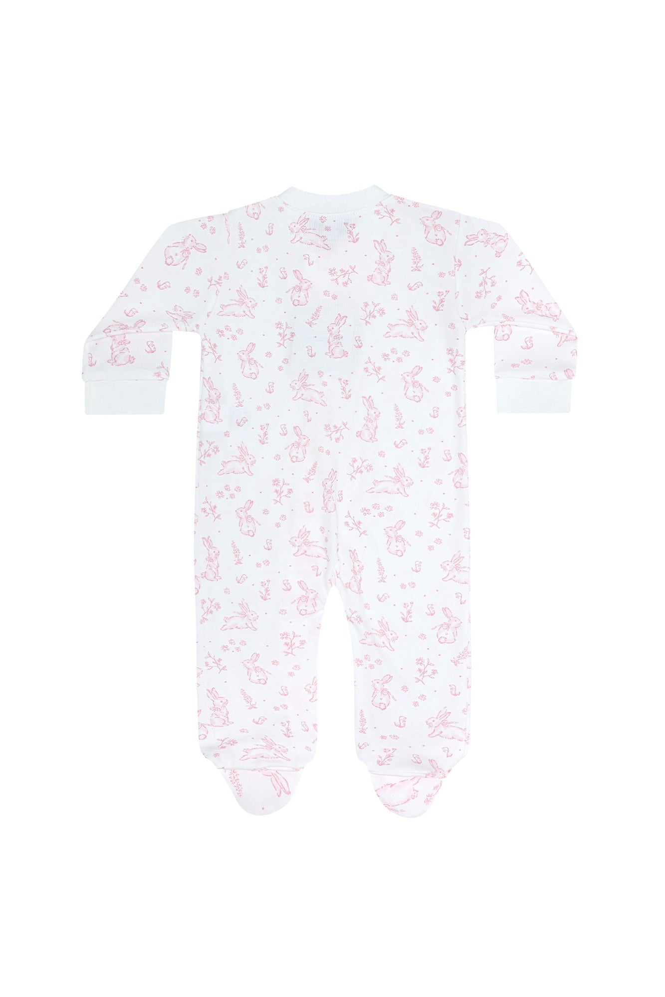 Baby Girl Pink Bunny Toile Pima Cotton Zipper Footie