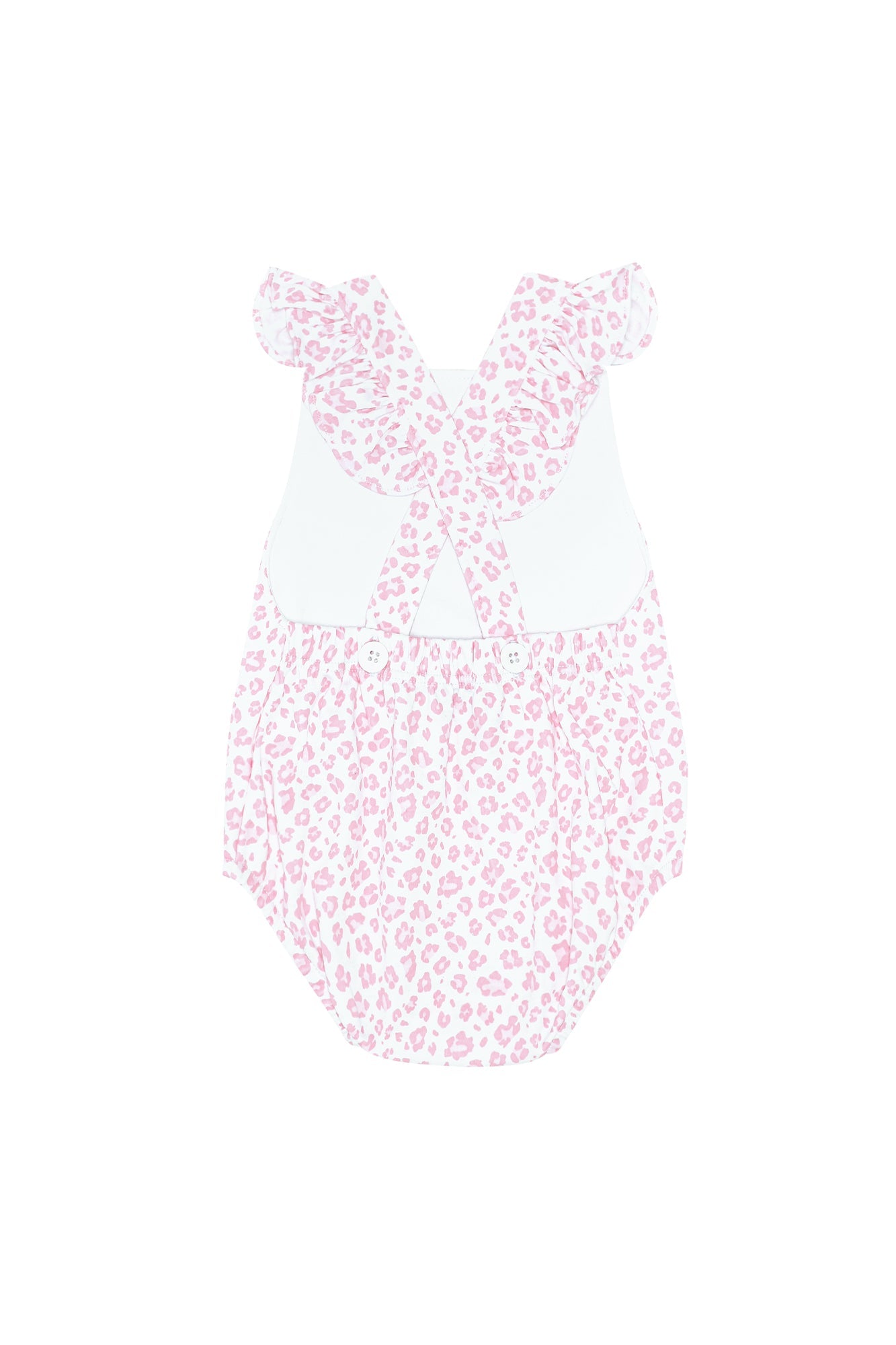 Baby Girl Pink Cheetah Print Ruffle  Pima Cotton Bubble