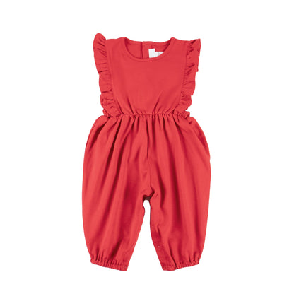 Red Baby Girl Pima Cotton Longall with ruffle trim, perfect for comfortable and stylish infant wear
by Cuclie