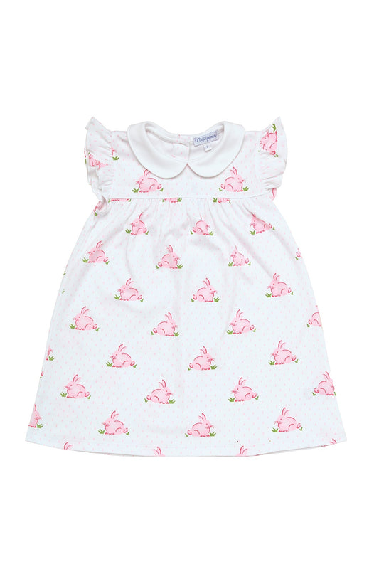 Girls Pink Bunnies Ruffle Playtime Dress