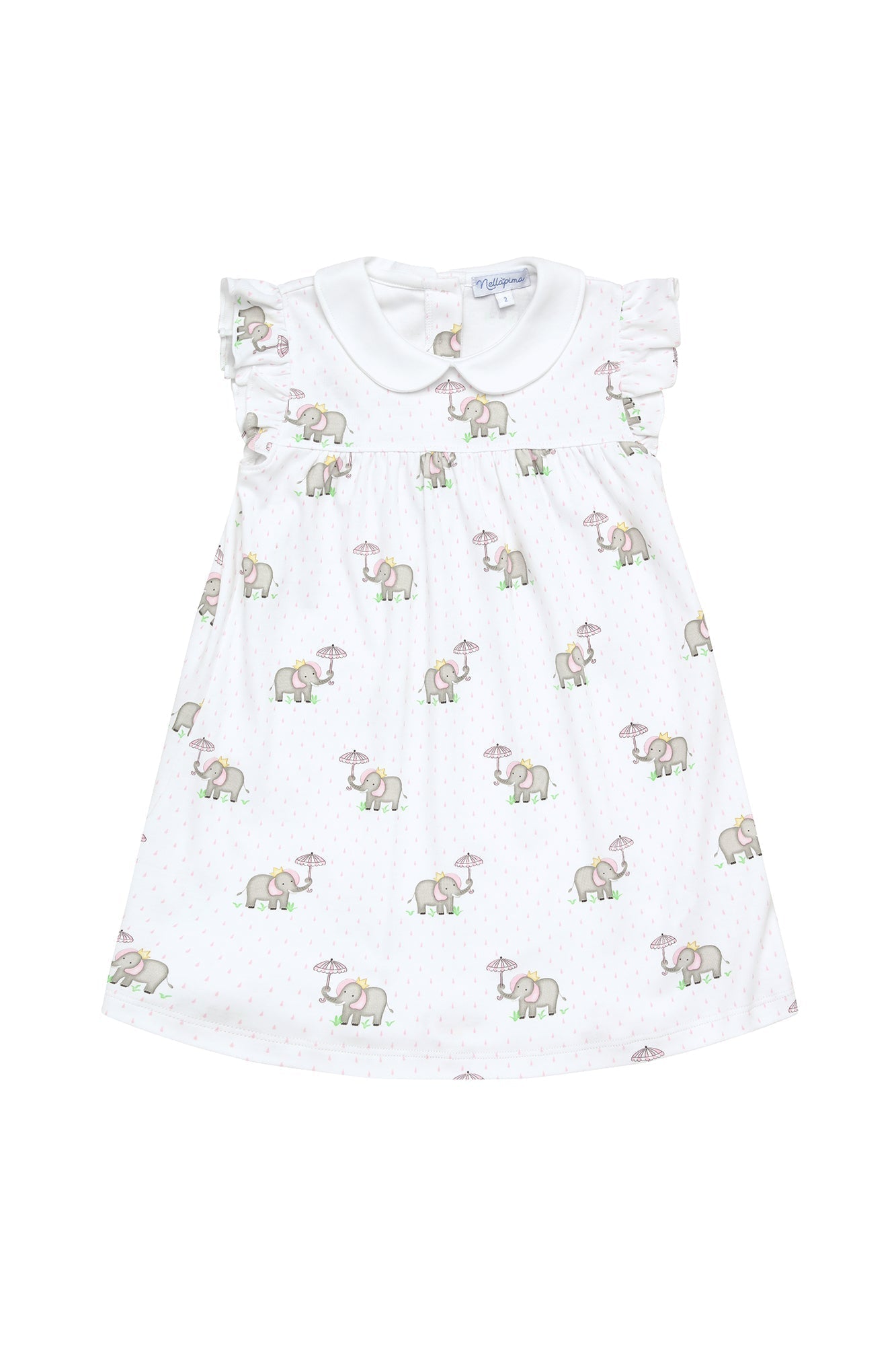 Girls Pink Elephant Ruffle Playtime Dress