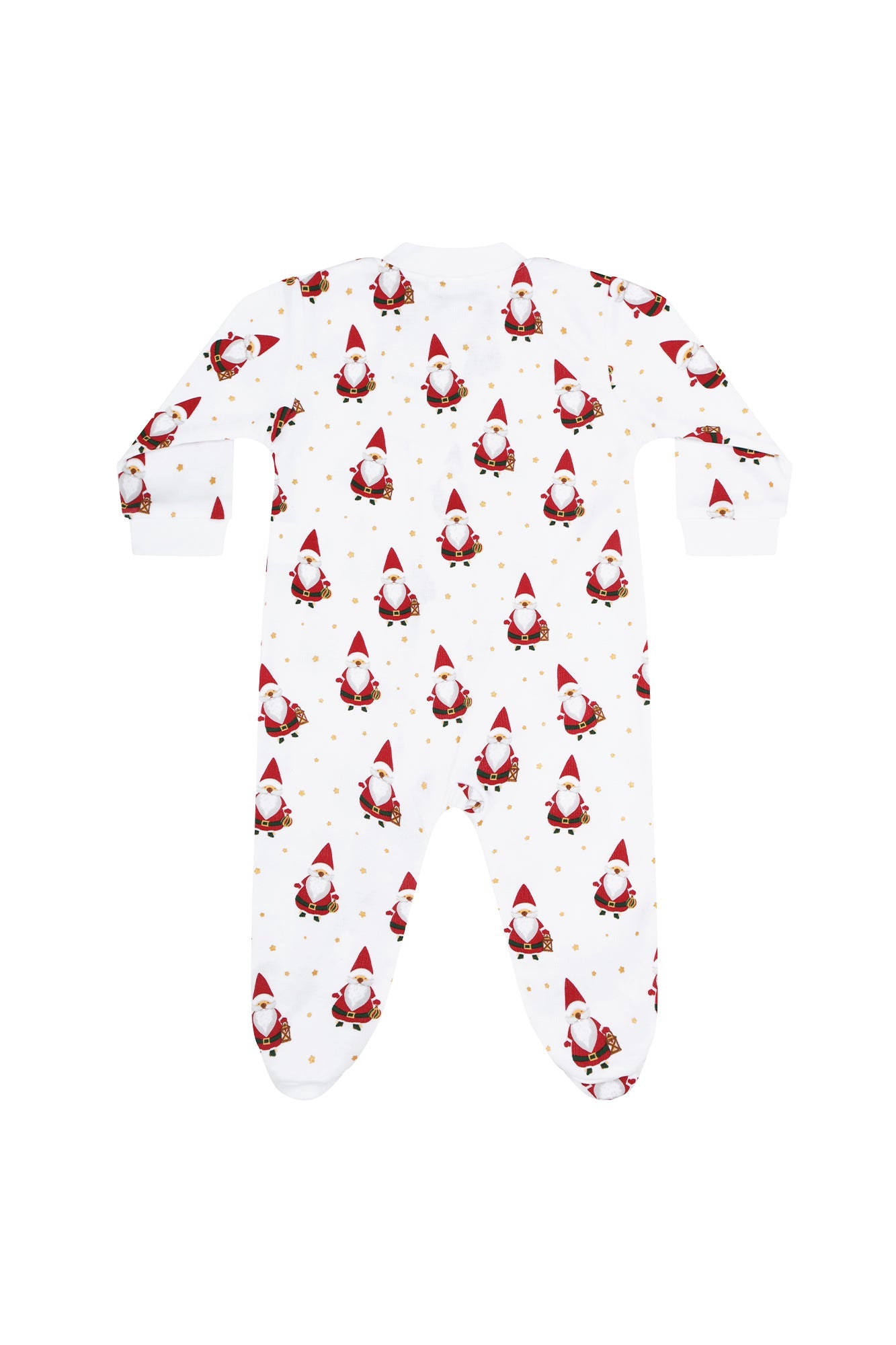 Santa Print Zipper Pima Cotton Footie