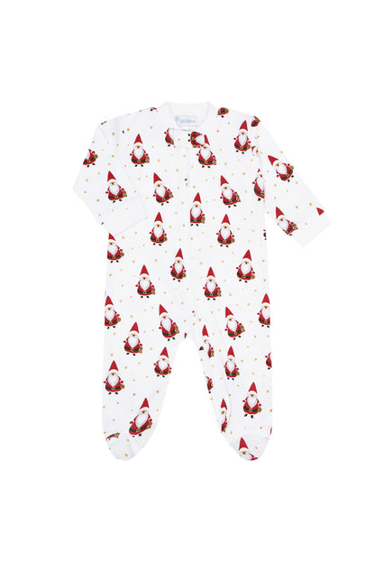 Santa Print Zipper Pima Cotton Footie