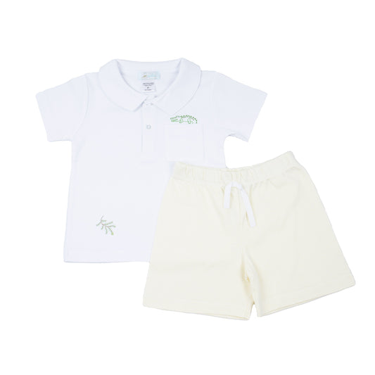 Toddler Boy Yellow Gator Pima Cotton Short Play Set