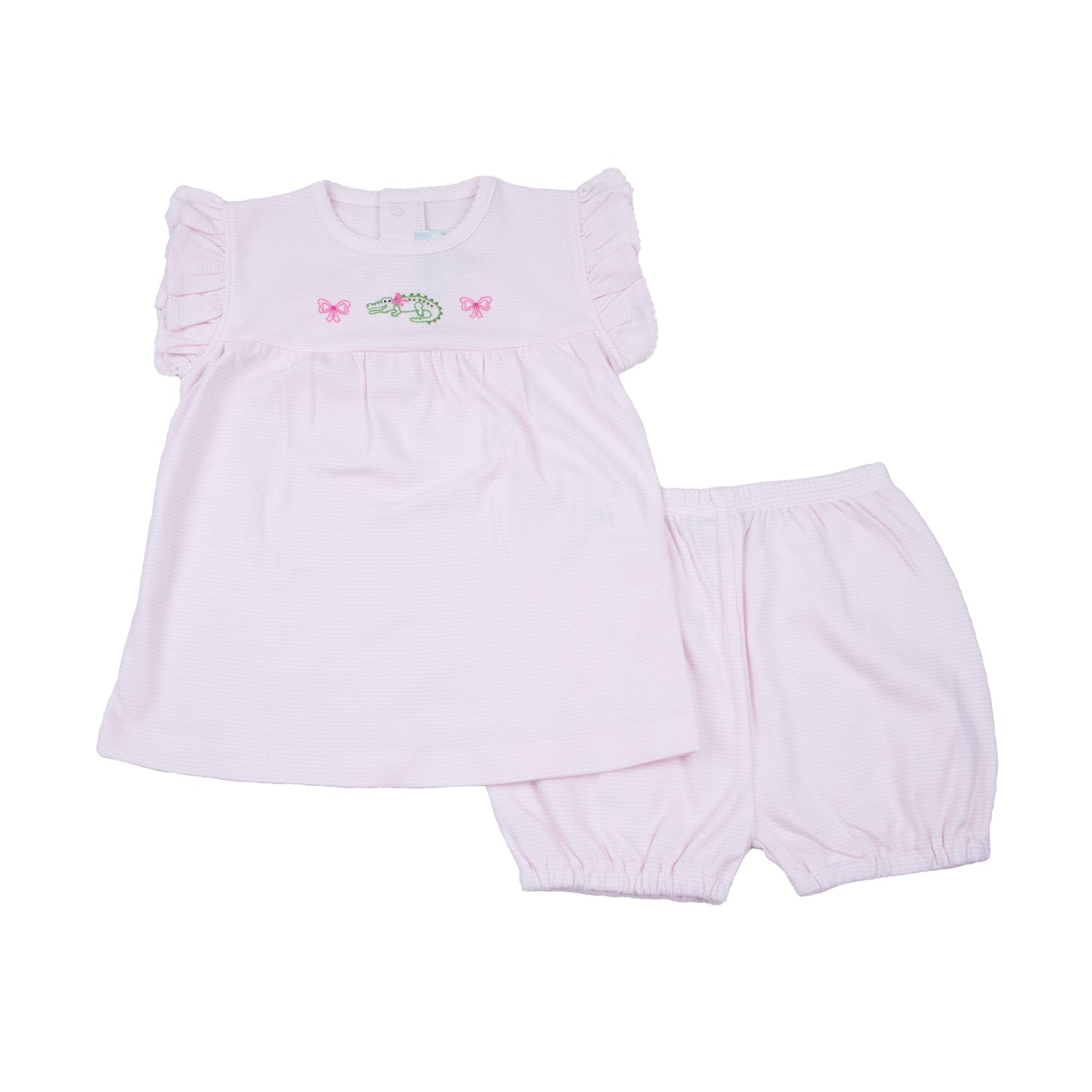 Toddler Girl Pink Gator Pima Cotton Short Play Set