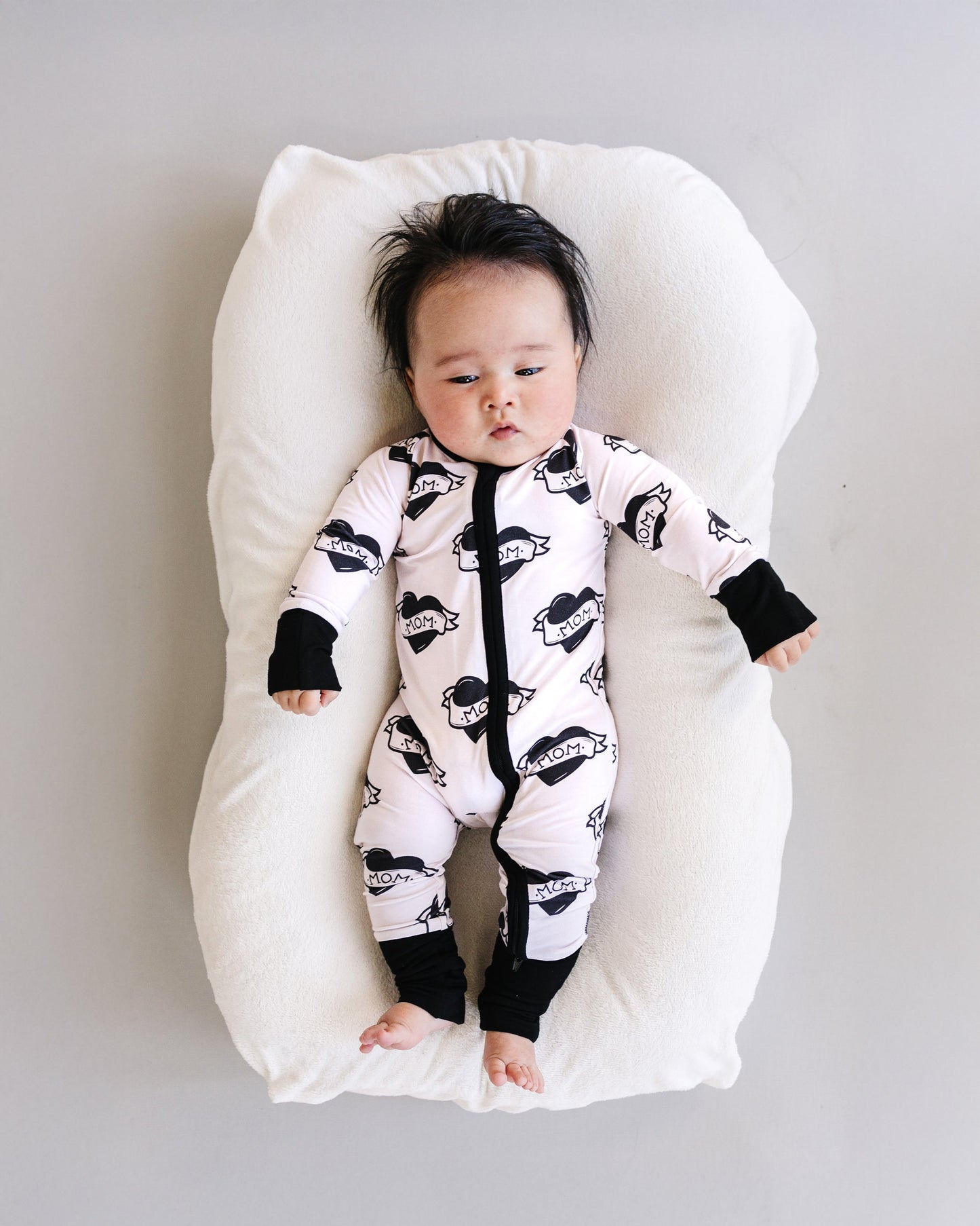 Baby Boy Love Mom Bamboo Zip Pajama Romper