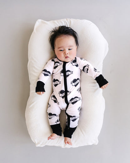 Baby Boy Love Mom Bamboo Zip Pajama Romper