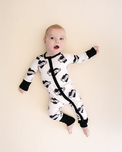 Baby Boy Love Mom Bamboo Zip Pajama Romper