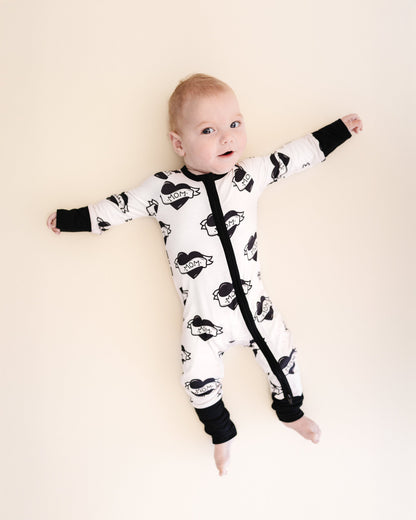 Baby Boy Love Mom Bamboo Zip Pajama Romper