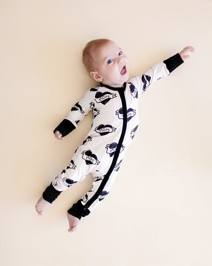 Baby Boy Love Mom Bamboo Zip Pajama Romper