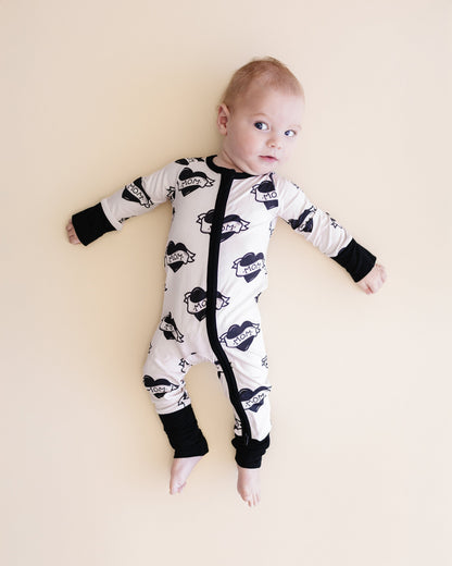 Baby Boy Love Mom Bamboo Zip Pajama Romper