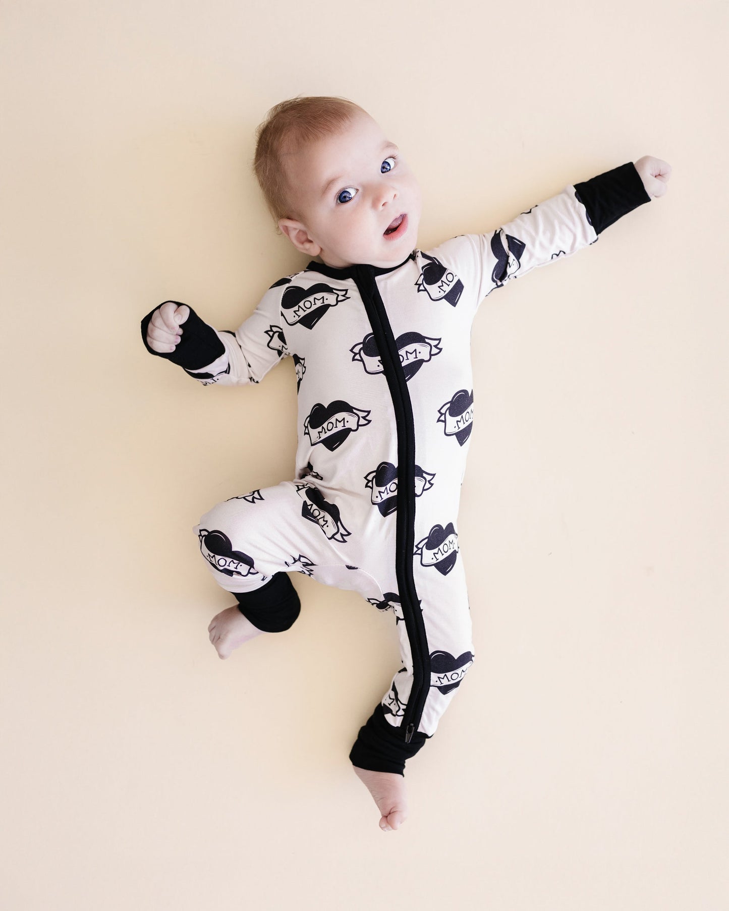 Baby Boy Love Mom Bamboo Zip Pajama Romper