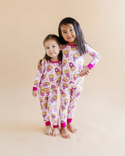 Girls Bamboo Two Piece Pajama Set | Fries Before Guys