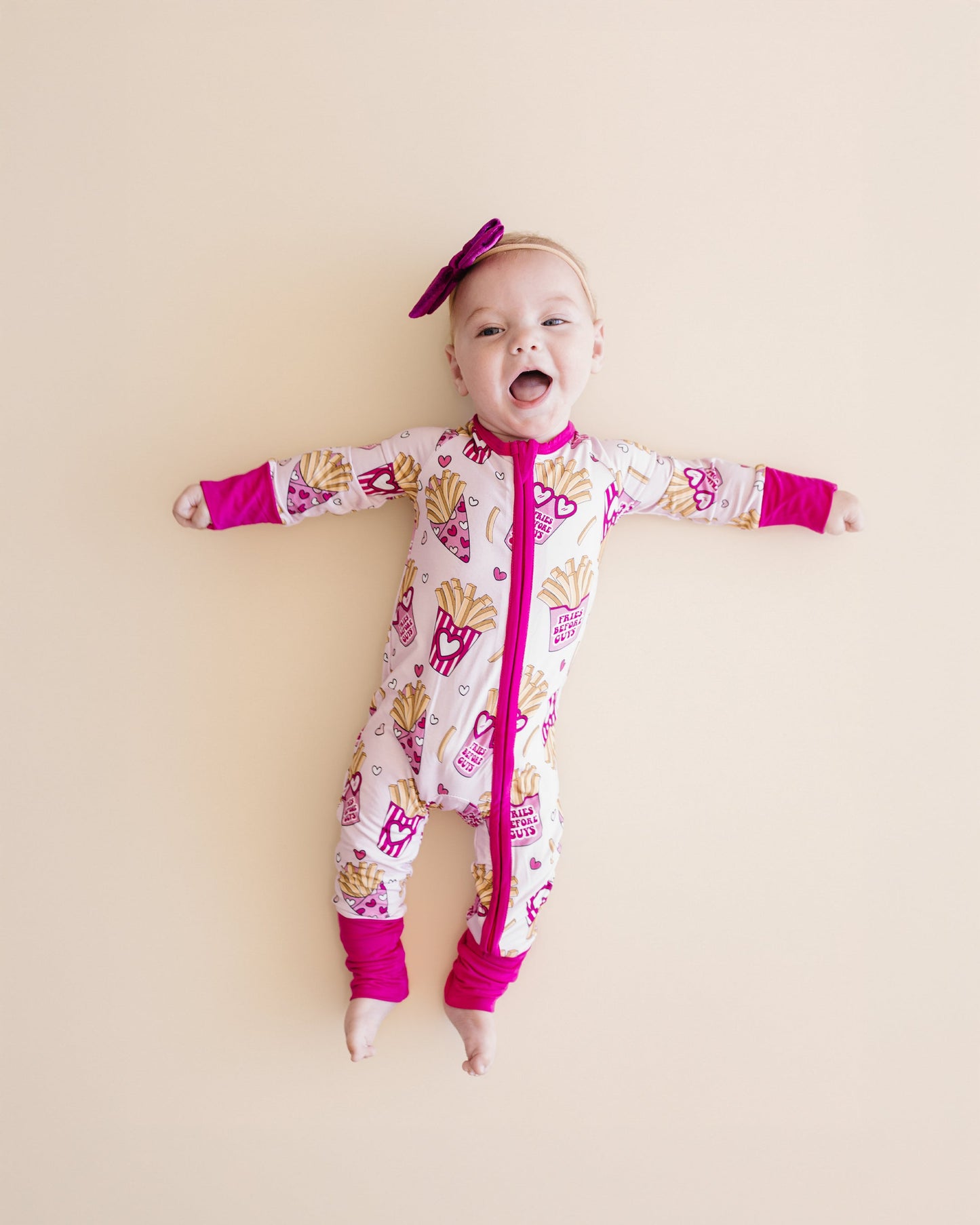 Baby Girl Bamboo Pajama Zip Romper | Fries Before Guys