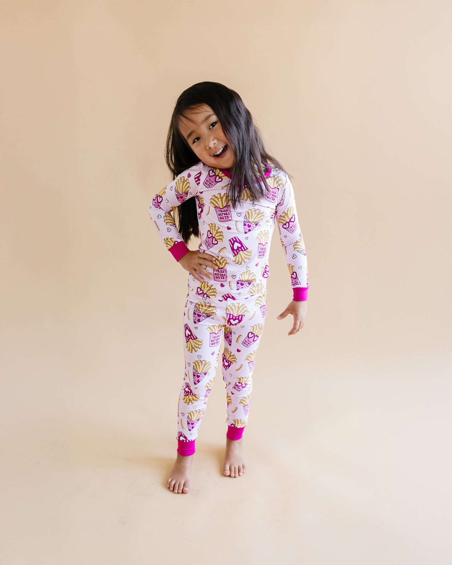 Girls Bamboo Two Piece Pajama Set | Fries Before Guys