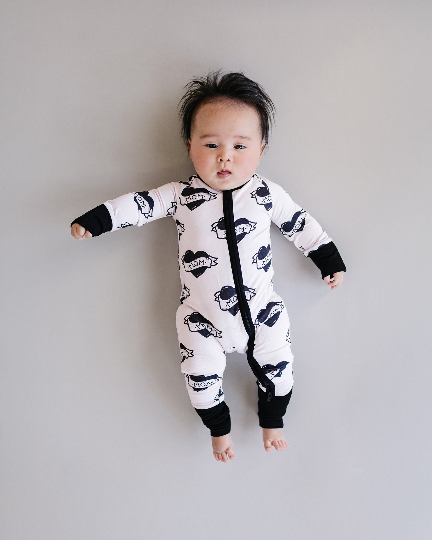 Baby Boy Love Mom Bamboo Zip Pajama Romper