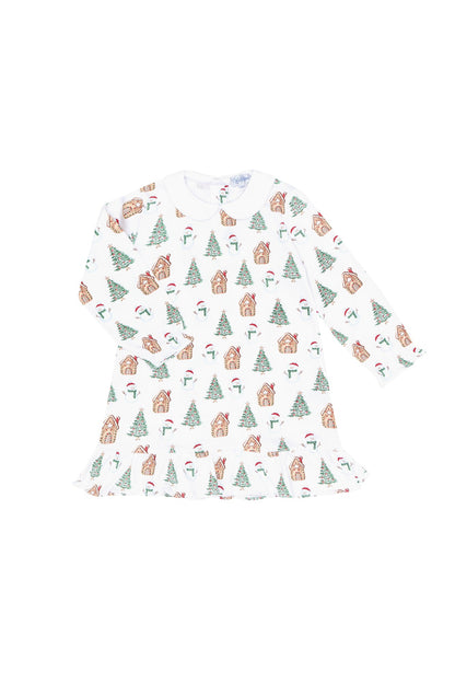 Wonderland Christmas Print Long Sleeve Pima Cotton Playtime Dress