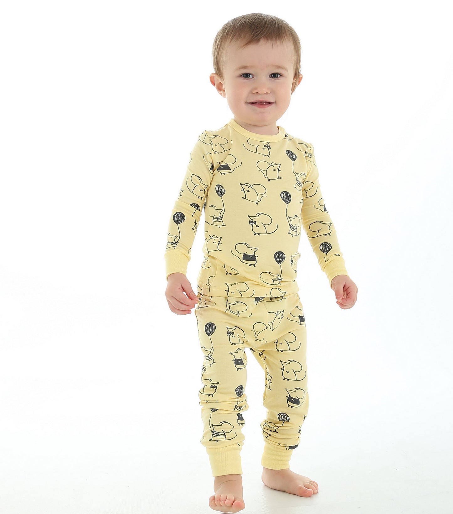 Bamboo Pajama Set - Mouse Print (Banana)