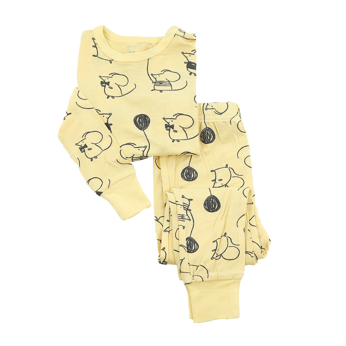 Bamboo Pajama Set - Mouse Print (Banana)