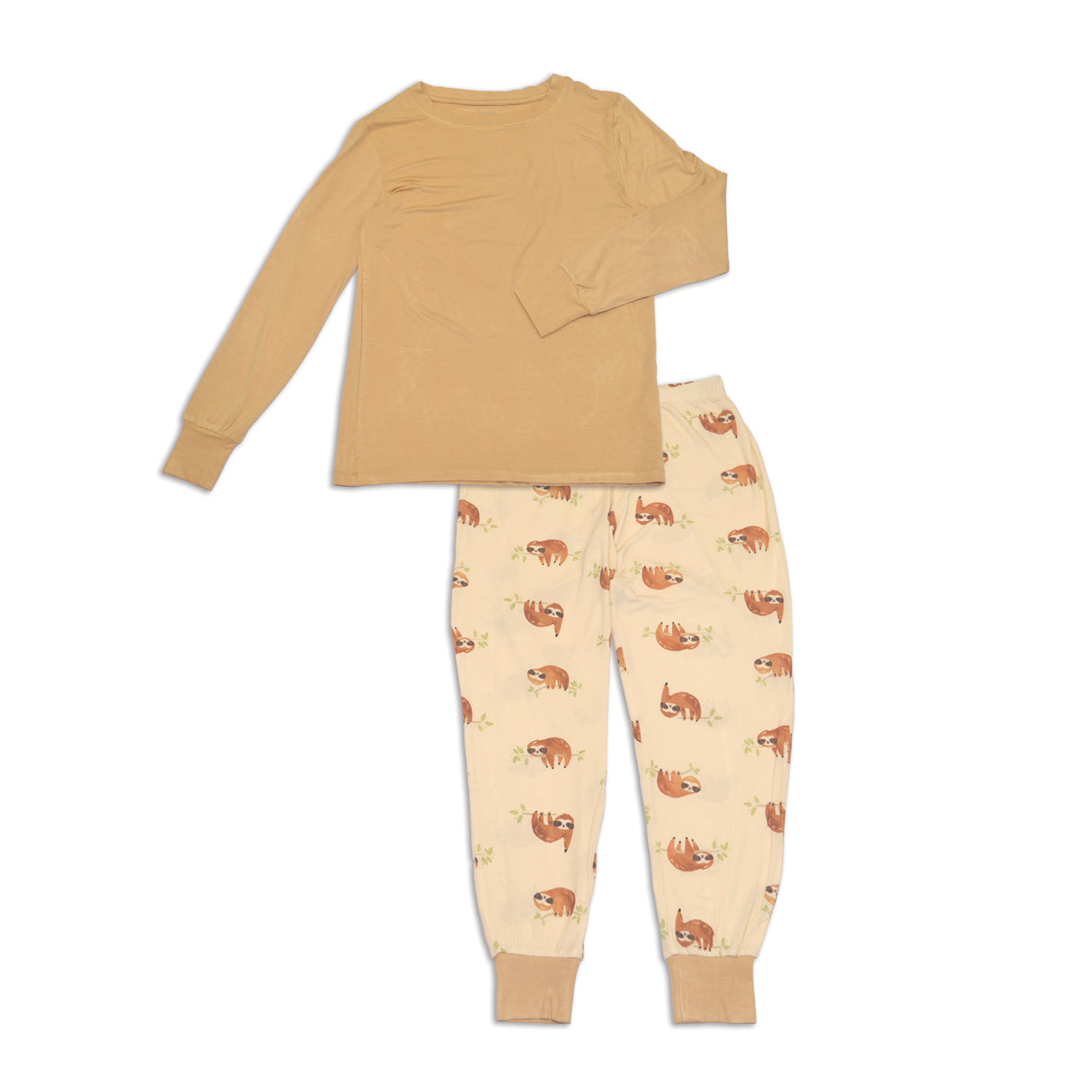 Women's Bamboo Long Sleeve Fitted Pajama Set (Prairie/Sleepy Sloth Print)