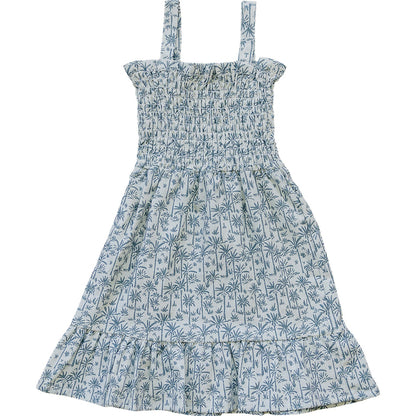 Girls Palm Tree Linen Dress