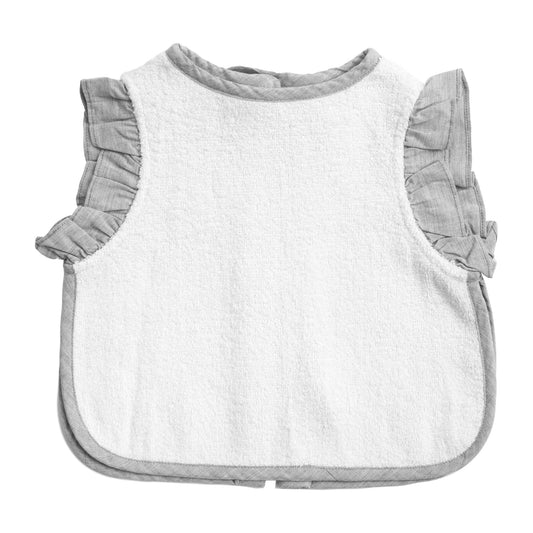 Apron Baby Bib | Husk Grey Ruffle - Blissfully Lavender BoutiqueLouelle.