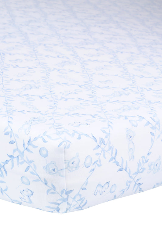 Baby Blue Bears Trellace Crib Sheet - Blissfully Lavender BoutiqueNella Pima