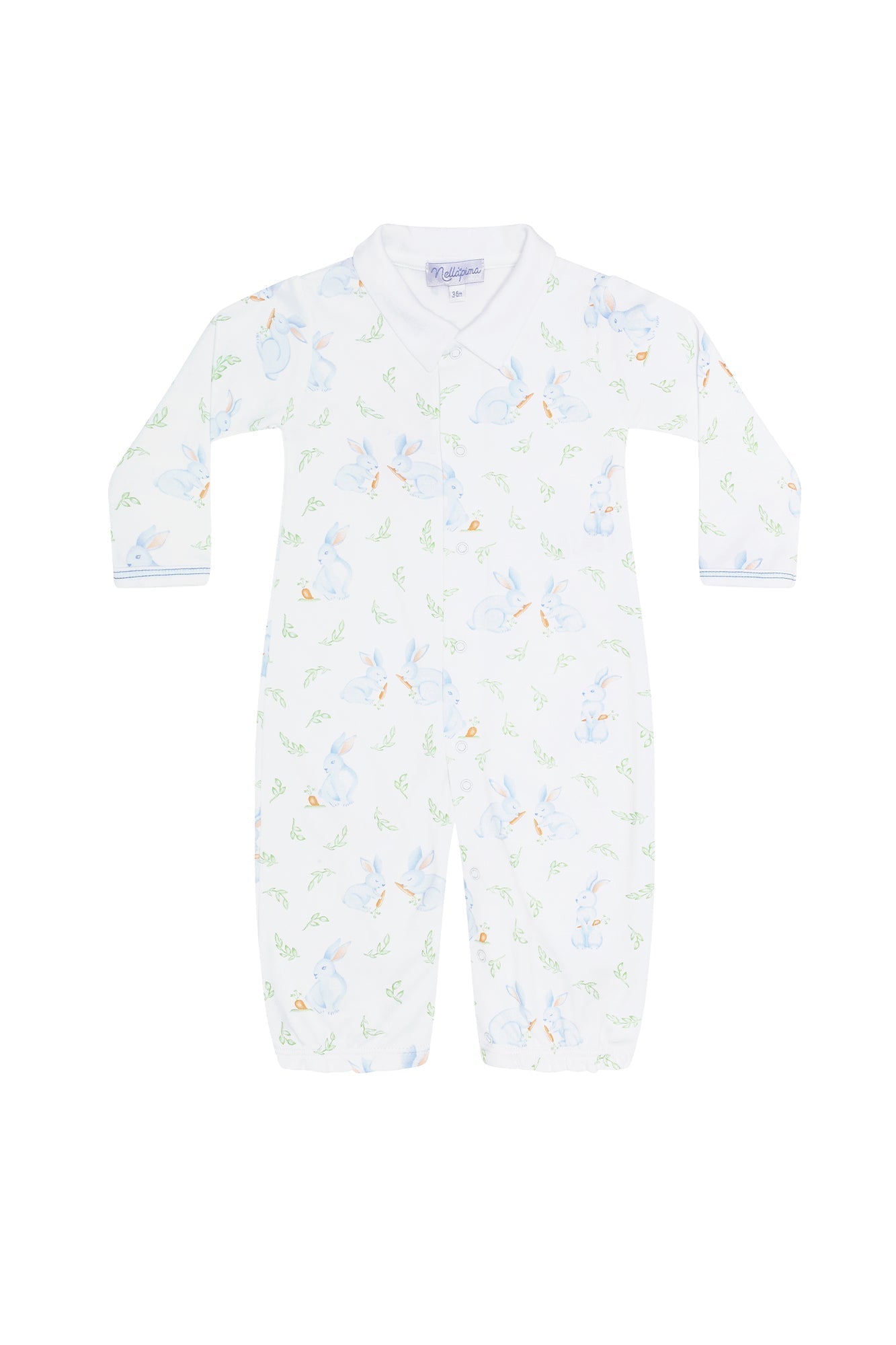 Baby Blue Bunny Print Pima Cotton Converter Gown - Blissfully Lavender BoutiqueNella Pima