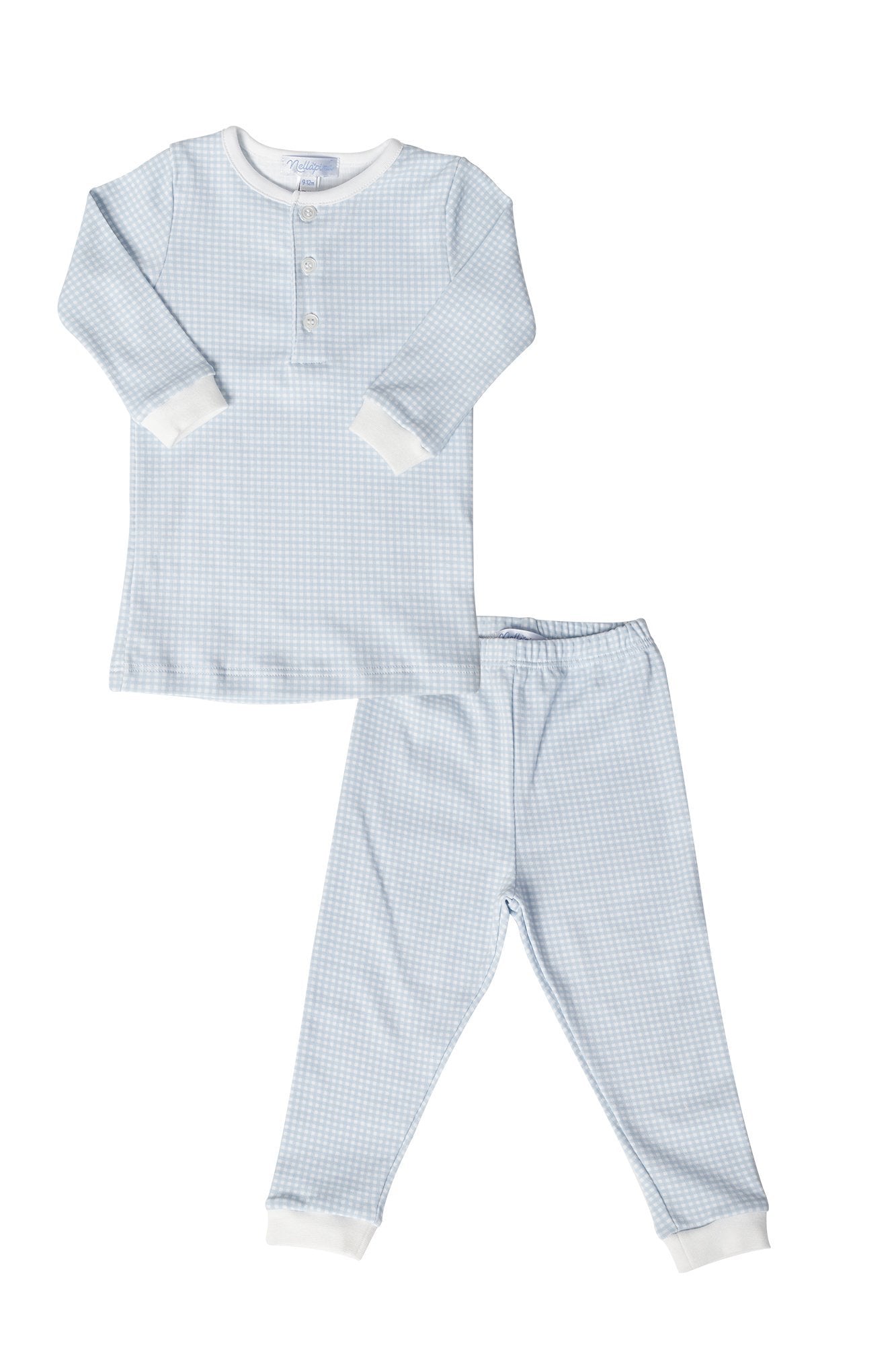 Baby Blue Gingham Pima Cotton Pajamas - Blissfully Lavender BoutiqueNella Pima