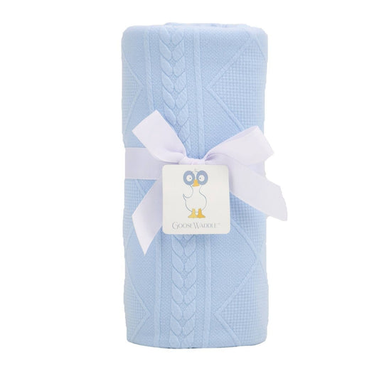 Baby Blue Knit Blanket - Blissfully Lavender BoutiqueGoosewaddle® | Newborn Baby Blankets Toys Teethers Bibs & More