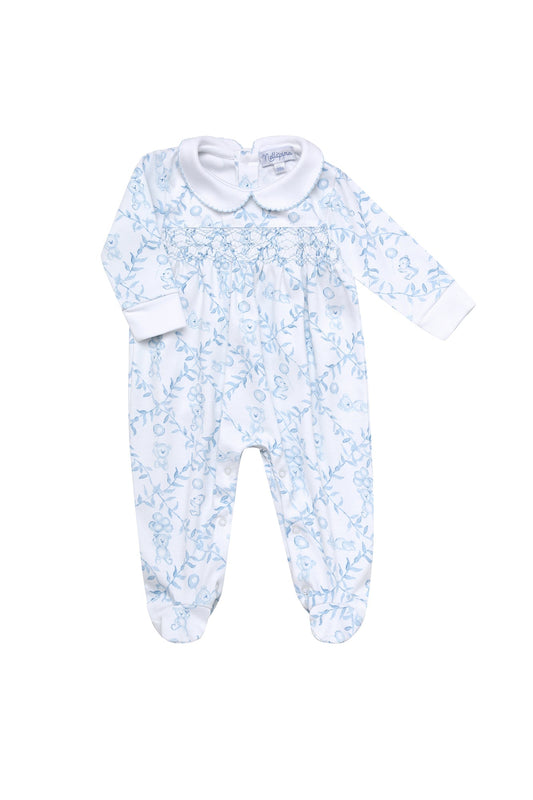 Baby Boy Blue Bears Trellace Smocked Footie - Blissfully Lavender BoutiqueNella Pima