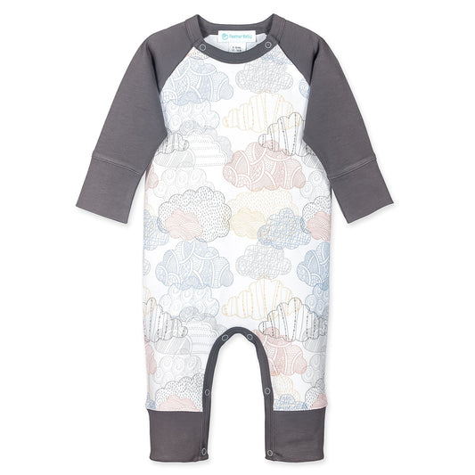 Baby Boy Colorful Clouds Sailor - Sleeve Pima Cotton Romper - Blissfully Lavender BoutiqueFeather Baby