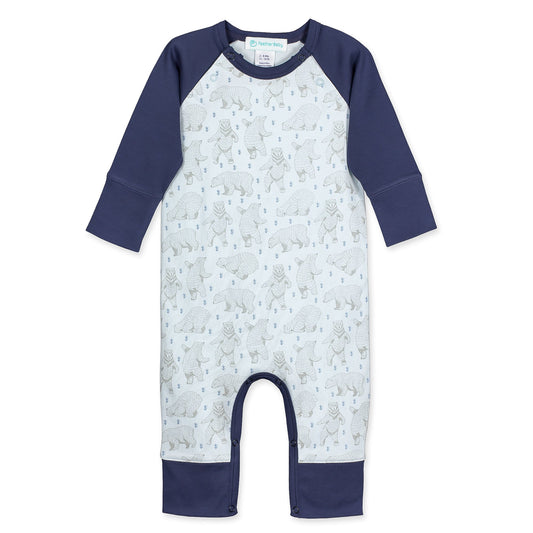 Baby Boy Dancing Bear Sailor - Sleeve Long Pima Cotton Romper - Blissfully Lavender BoutiqueFeather Baby