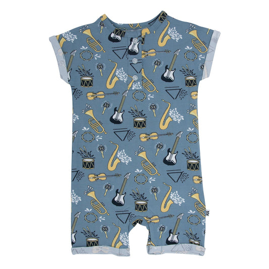 Baby Boy On That Note Button Romper - Blissfully Lavender BoutiqueSweet Bamboo