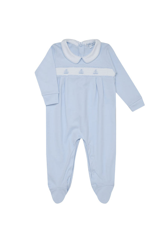 Baby Boy Sailboat Smocked Footie - Blissfully Lavender BoutiqueNella Pima