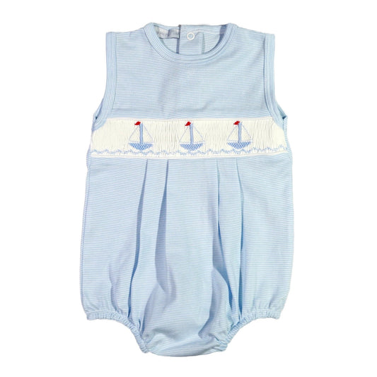 Baby Boy Sailboats Hand Smocked Pima Bubble - Blissfully Lavender BoutiqueHug Me First