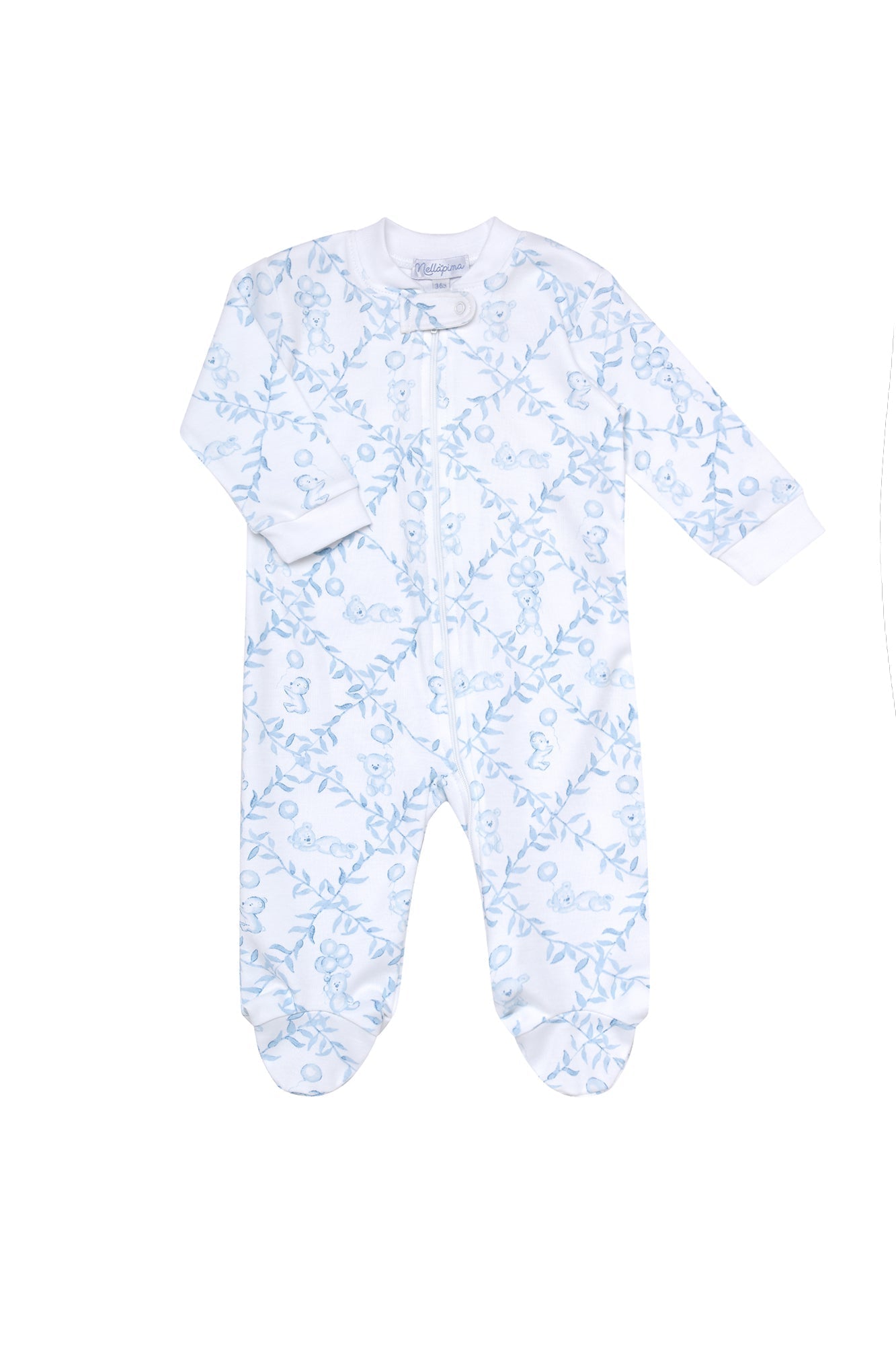 Baby Boys Blue Bears Trellace Zipper Footie - Blissfully Lavender BoutiqueNella Pima