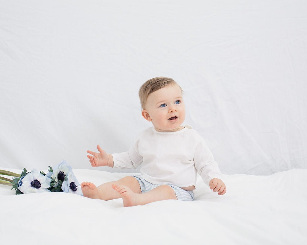 Baby Boys Short | pale blue gingham - Blissfully Lavender BoutiqueLouelle.