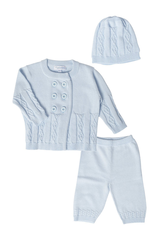 Baby Button Cable Pima Cotton Knit Set - Blissfully Lavender BoutiqueNella Pima