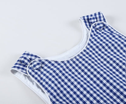 Baby Classic Dark Blue Gingham Bubble Romper - Blissfully Lavender BoutiqueLil Cactus
