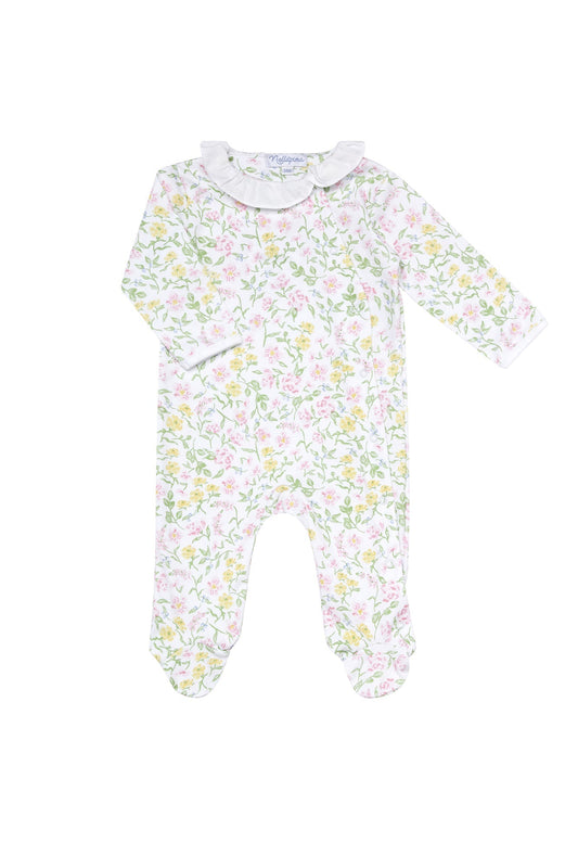 Baby Girl Berry Wildflowers Crossover Footie - Blissfully Lavender BoutiqueNella Pima