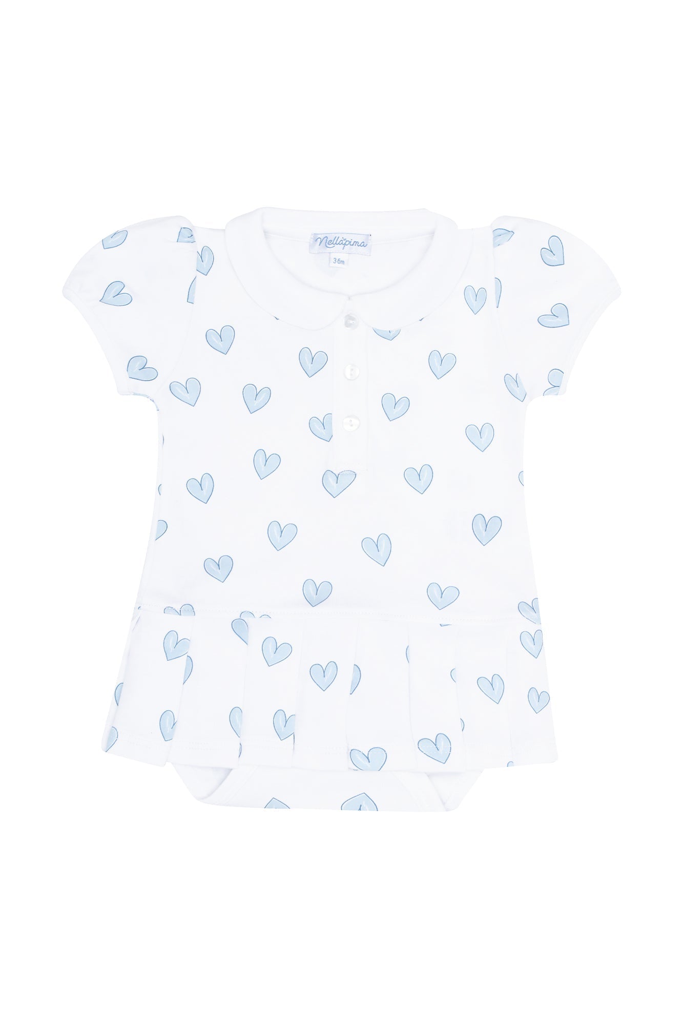 Baby Girl Blue Heart Print Onesie Dress - Blissfully Lavender BoutiqueNella Pima