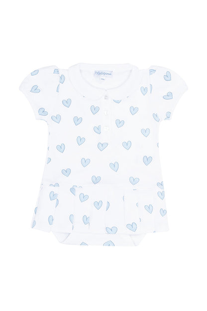 Baby Girl Blue Heart Print Onesie Dress - Blissfully Lavender BoutiqueNella Pima