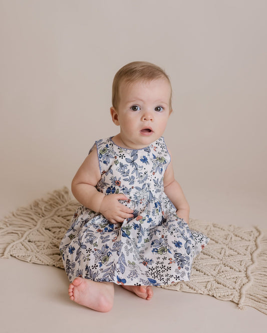 Baby Girl Blue Scalloped Trim Dress - Blissfully Lavender BoutiqueCuclie