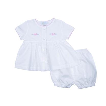 Baby Girl Delicate Floral White Pima Cotton Batiste Diaper Set - Blissfully Lavender BoutiqueCuclie