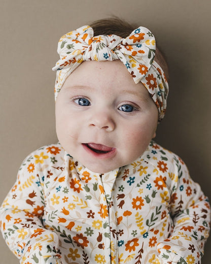 Baby Girl Fall Flowers Bamboo Zip Pajamas - Blissfully Lavender BoutiqueLUCKY PANDA KIDS