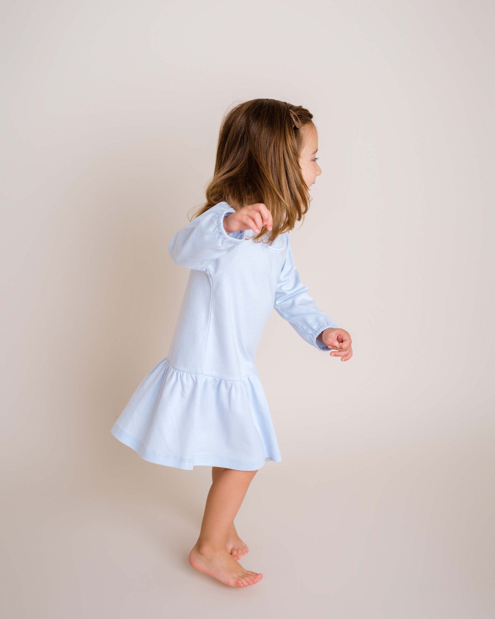 Baby Girl Light Blue Long Sleeve Jersey Dress Blissfully Lavender Boutique