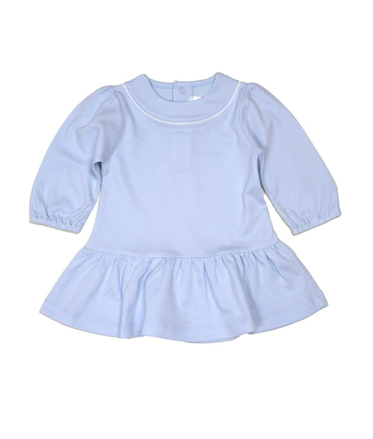 Baby Girl Light Blue Long Sleeve Jersey Dress - Blissfully Lavender BoutiqueCuclie