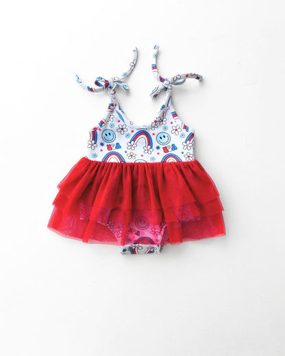 Baby Girl Little Miss USA Tutu Romper - Blissfully Lavender BoutiqueLUCKY PANDA KIDS