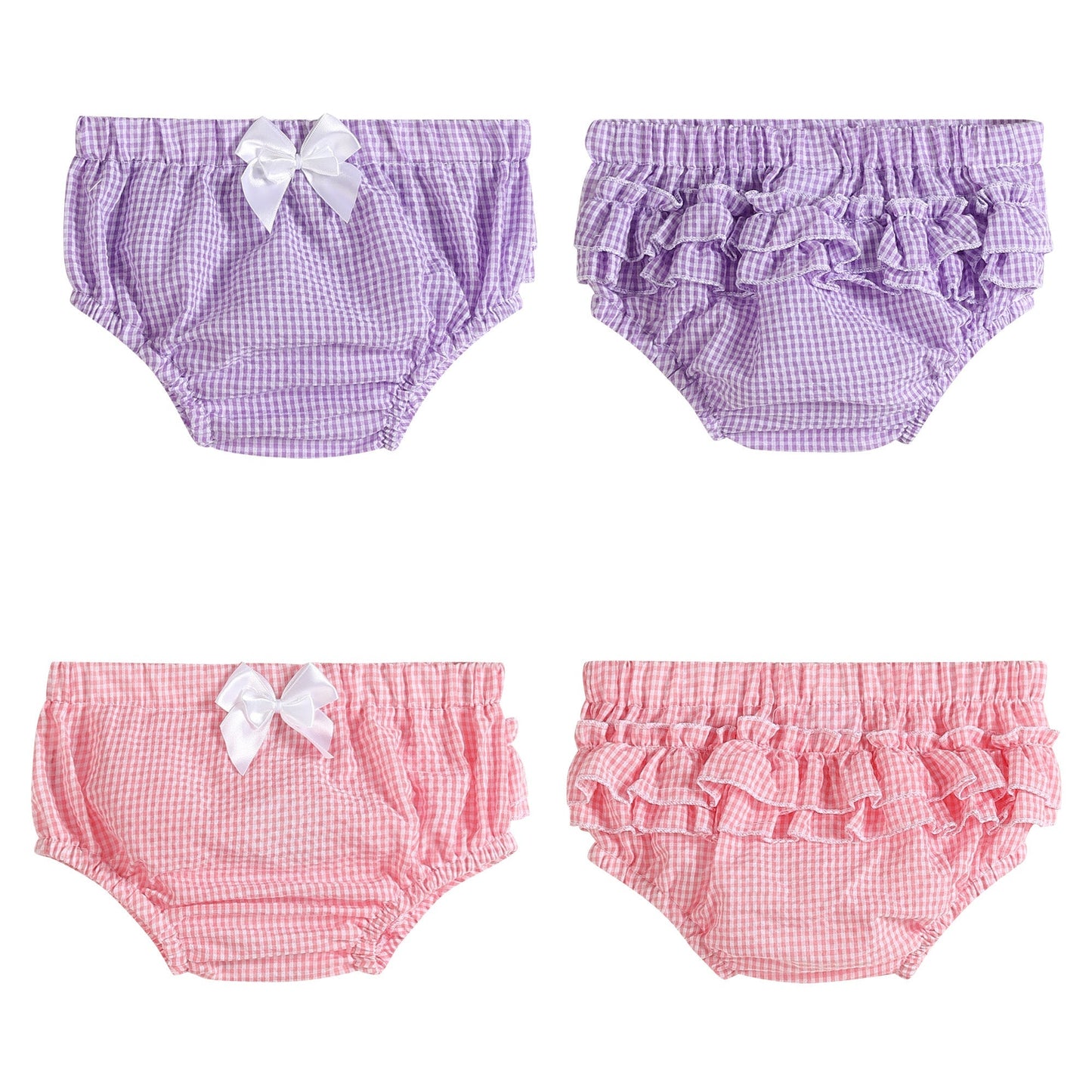 Baby Girl Pink and Purple Seersucker Woven Cotton Bloomers - 2 Pack - Blissfully Lavender BoutiqueLil Cactus